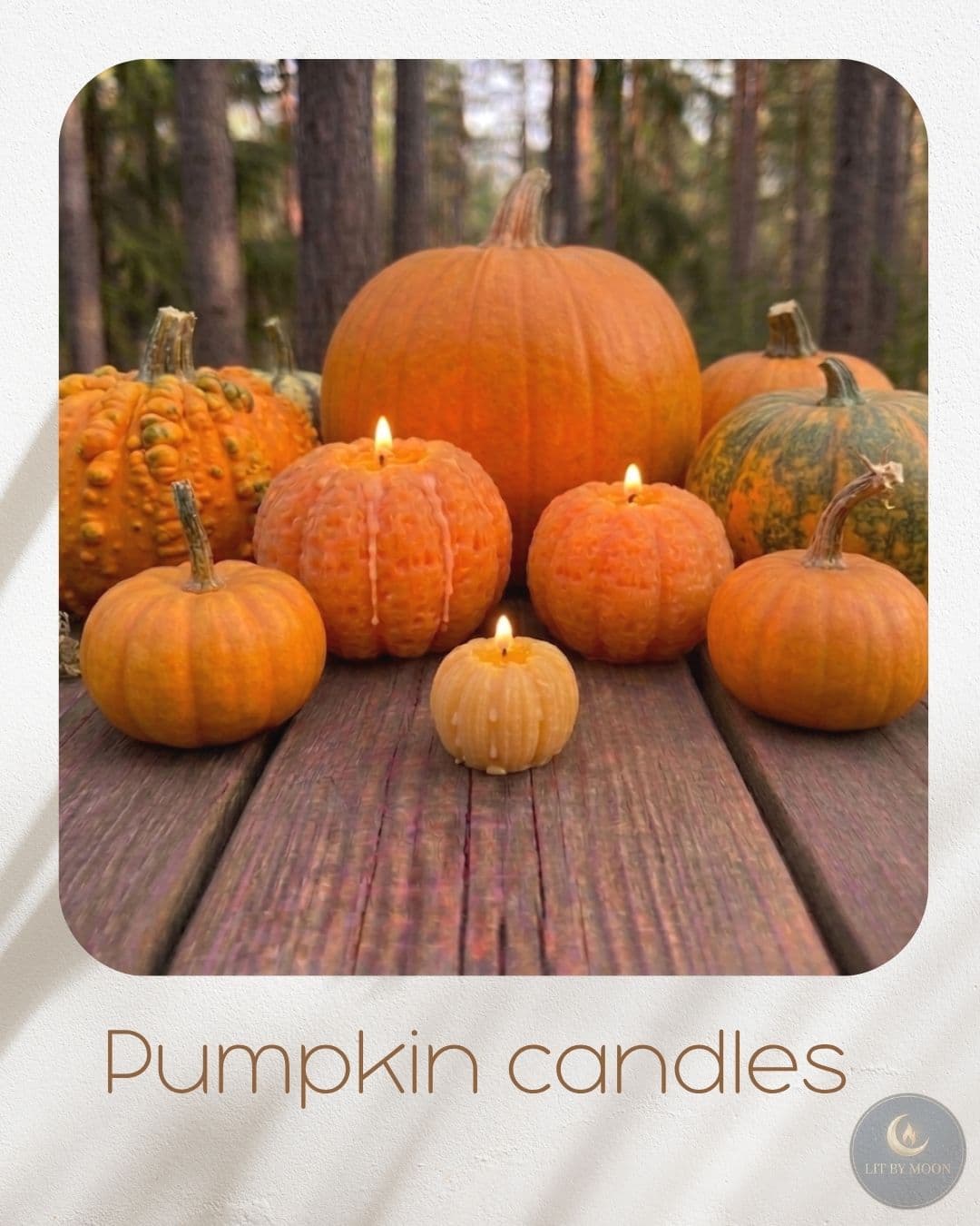 Hand-shaped pumpkin candles perfect for autumn — available in different sizes.